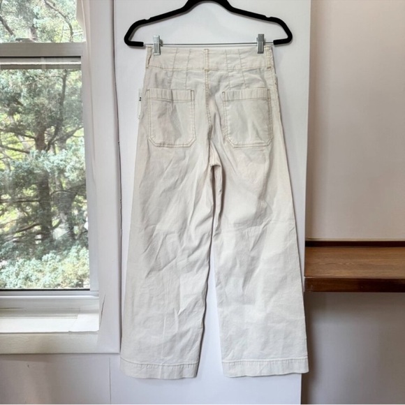 NWT Anthropologie Colette Linen Cropped Wide Leg Pants Maeve Magic Cream 27 - Picture 10 of 12